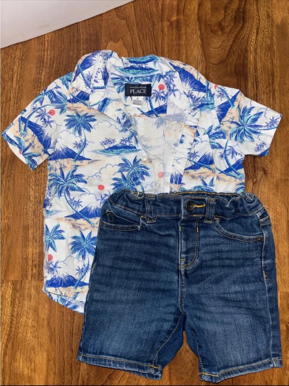 The Children's Place Blue Tropical Palm Button-Down Shirt